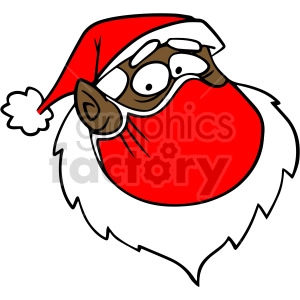 cartoon black Santa head wearing mask vector clipart