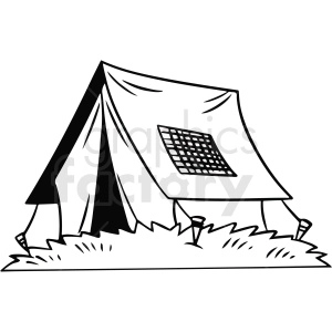 black and white cartoon tent vector clipart