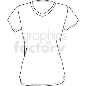 black white girls short sleeve shirt vector clipart