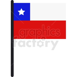The image is a digital illustration or clipart of the flag of Chile, consisting of two horizontal bands of white and red, with a blue square in the canton, which contains a five-pointed white star.