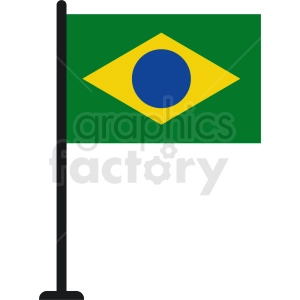 The image depicts the flag of Brazil, which is a green field with a yellow rhombus at the center containing a blue circle with a band of white swerving across it.