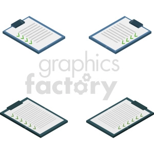 isometric check list vector icon clipart 1