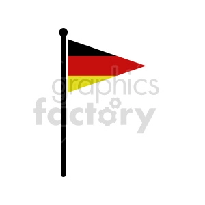 The clipart image shows a flagpole with a flag that has the design of the German national flag. The flag is comprised of three horizontal stripes colored black, red, and gold (often referred to as yellow) from top to bottom.