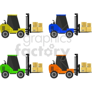 forklift moving boxes vector graphic bundle