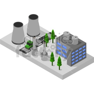 isometric nuclear factory vector graphic