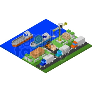 container ports isometric vector graphic