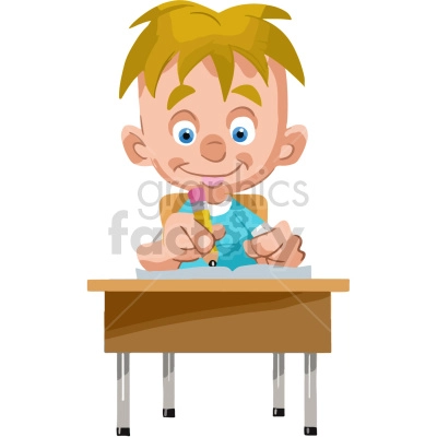 student sitting at classroom desk vector