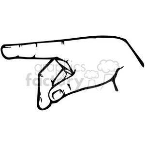 This clipart image depicts a hand gesture from American Sign Language (ASL) that represents the letter P. The hand is shown with the index finger extended straight up while the thumb crosses over the middle and ring fingers, which are folded down into the palm, and the little finger is extended.