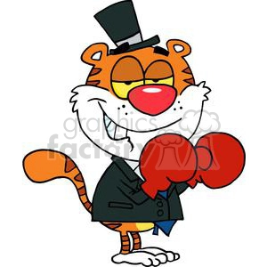 A Sly Business Tiger With Boxing Gloves
