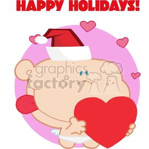 Romantic Cupid with Heart with Happy Holiday above 