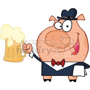 Waiter Pig with a Pint of Golden Ale