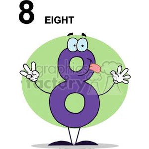 Happy Number 8 Holding Up Eight Fingers