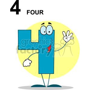 Happy Number 4 in blue with a yellow background