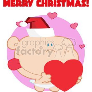 Romantic Cupid with Heart and Text Merry Christmas!