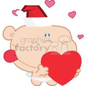 A Little Romantic Cupid with Heart and Santa Clause Hat