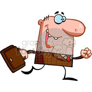 A Lucky Business man Runs With A Brown Briefcase