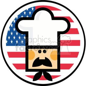 Cartoon Chef Man Face Over Of Flag Of USA