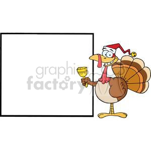3717-Jolly-Santa-Turkey-Presenting-A-Blank-Sign-Board