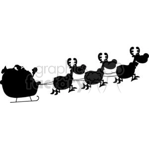 3137-Black-Silhouette-Of-Santa-And-A-Reindeers-Flying-In-A-Sleigh