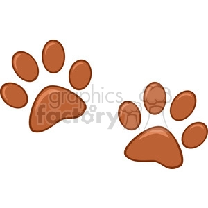 The image shows two cartoon-style animal paw prints. Each print consists of four smaller oval toe pads and a larger triangular heel pad.
