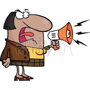 102568-Cartoon-Clipart-African-American-Business-Woman-Yelling-Through-A-Megaphone