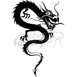 The image is a black and white clipart of a stylized Chinese dragon. It features bold lines and contrasts, with the dragon depicted in a flowing, serpentine form. The design is simplified and optimized for vinyl cutting or similar applications, which is indicated by the vinyl+ready keyword.