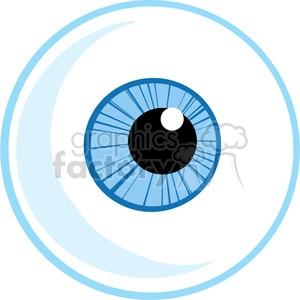 The image shows a stylized, cartoonish drawing of an eye. It features a large pupil in the center, a blue iris with radiating lines, and is encircled with two curved lines giving the suggestion of the eye's shape and motion or expression.