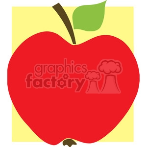 12915 RF Clipart Illustration Red Apple With Yellow Background