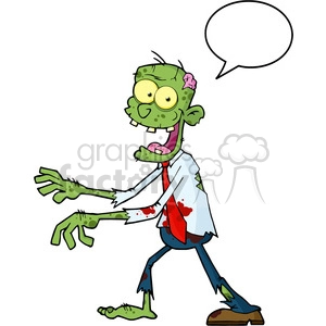 5077-Cartoon-Zombie-Walking-With-Hands-In-Front-With-Speech-Bubble-Royalty-Free-RF-Clipart-Image
