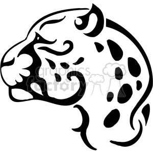The image depicted here is a stylized, black and white outline of a cheetah's head. The design is simplified and features characteristic spots, clearly defining it as a cheetah. The design is suitable for vinyl applications due to its clean, clear lines, and lack of color gradients.