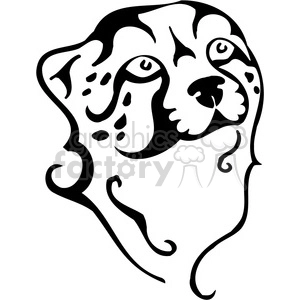 The clipart image displays a stylized outline of a cheetah's head in a black and white format. The design is simplified and ideal for vinyl cutting due to its clean lines and minimalistic approach.