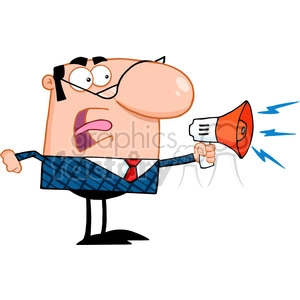 Royalty Free Excited Business Manager Speaking Through A Megaphone