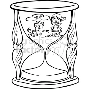 black and white cartoon hourglass