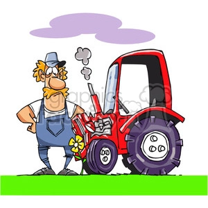 cartoon farmer with his tractor
