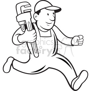 black and white plumber monkey wrench running 001