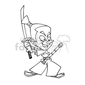 Samurai bw cartoon caricature