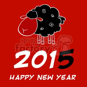 Clipart Illustration Happy New Year 2015 Design Card With Black Sheep And Black Number