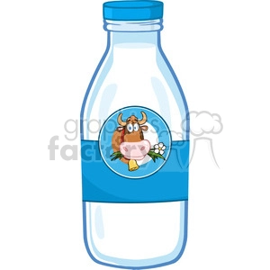 Royalty Free RF Clipart Illustration Milk Bottle With Cartoon Cow Head Label