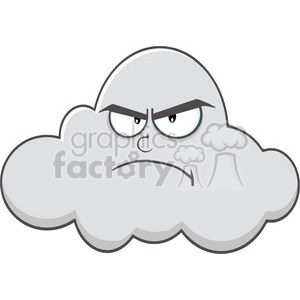 Royalty Free RF Clipart Illustration Angry Cloud Cartoon Mascot Character