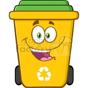 royalty free rf clipart illustration happy yellow recycle bin cartoon character vector illustration isolated on white background