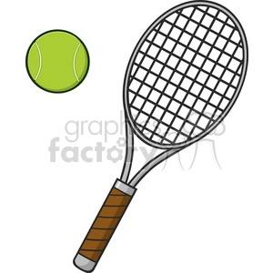 cartoon tennis ball and racket vector illustration isolated on white