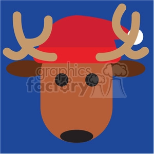 reindeer with santa hat on blue square icon vector art