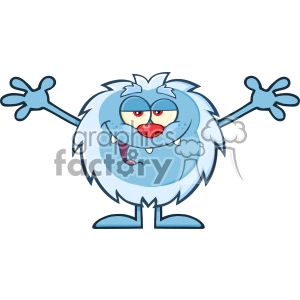 Smiling Little Yeti Cartoon Mascot Character With Open Arms For Hugging Vector