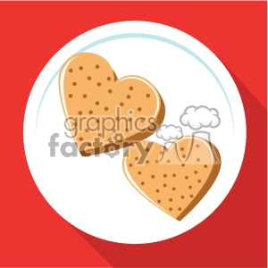 heart shaped toast forvalentines breakfast vector art flat design