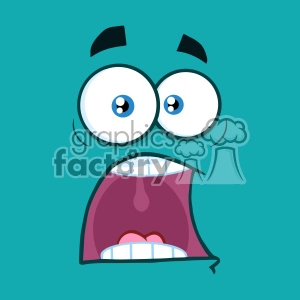 10872 Royalty Free RF Clipart Scared Cartoon Funny Face With Panic Expression Vector With Blue Background