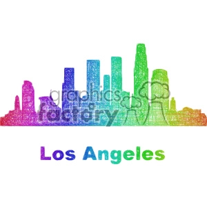city skyline vector clipart USA Los Angeles