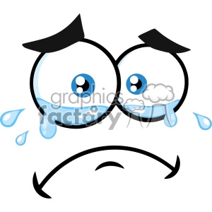 10857 Royalty Free RF Clipart Crying Cartoon Funny Face With Tears And Expression Vector Illustration
