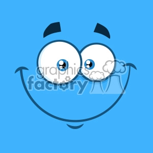 10864 Royalty Free RF Clipart Smiling Cartoon Funny Face With Happy Expression Vector With Blue Background