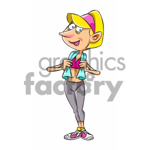 cartoon woman in fitness outfit