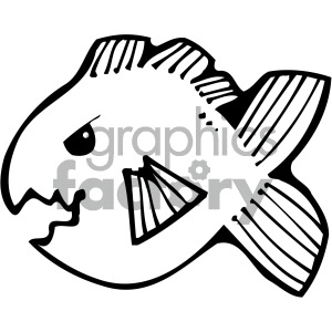 cartoon vector fish 003 bw